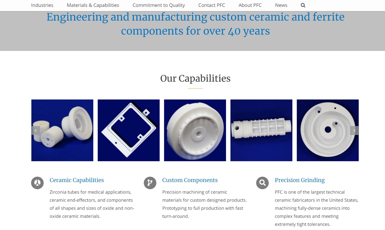 Precision Ferrites & Ceramics Inc. Ceramic Manufacturing Companies